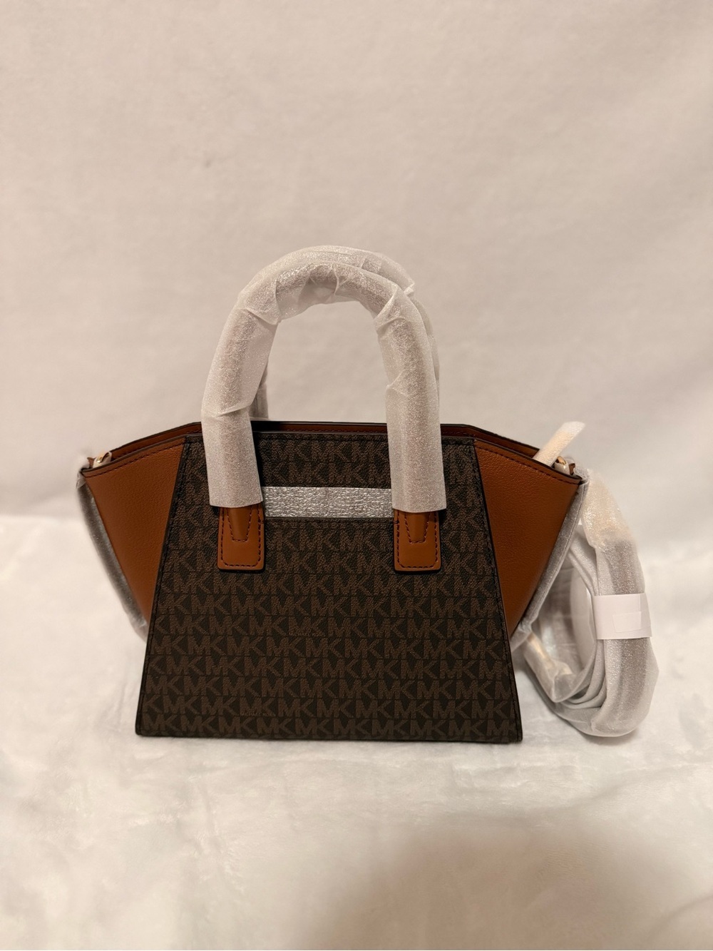 Michael Kors Avril Small Logo Top-Zip Satchel Brown - Picture 4 of 16